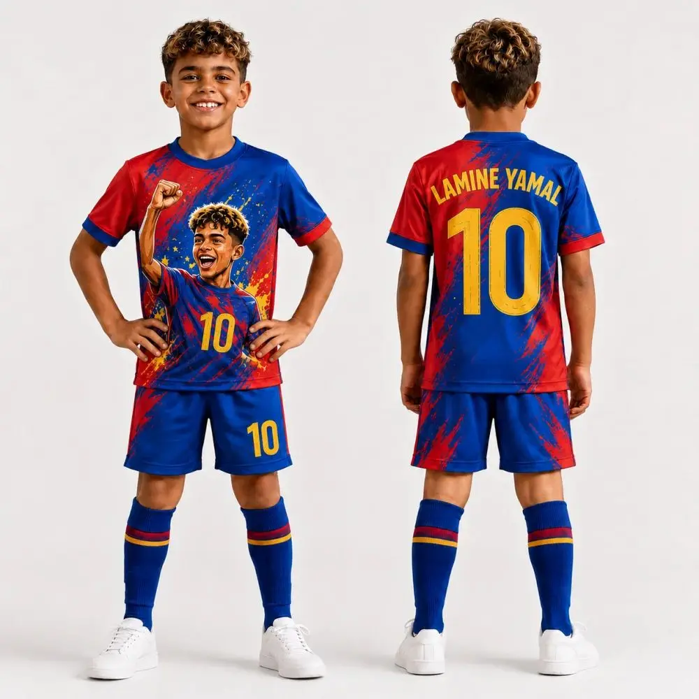 Summer # 19 Yamal AI Personality Edition Striped Striped Football Shirt Set Adult Children Fashion Casual Outdoor Sports Set