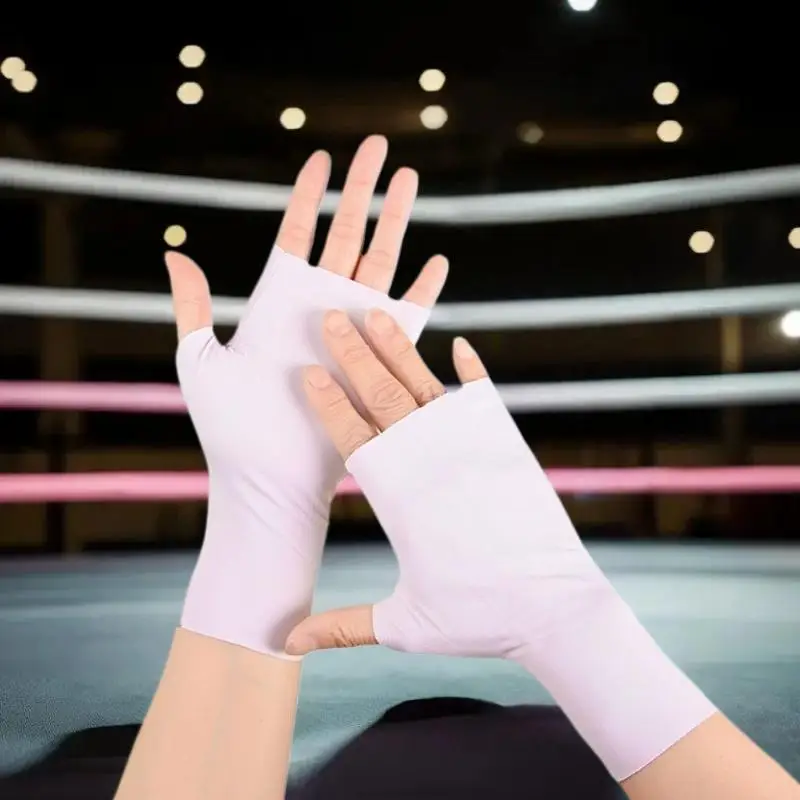 Guantes de protección Uv profesionales para decoración de uñas, lámpara de Gel para uñas, guantes de protección solar sin dedos, cuidado solar de manos, guantes finos y sedosos de seda helada