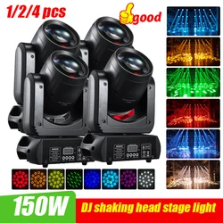 2025 1/2/4PCS 150W LED Moving Head Stage Lights for Dj Party Dmx Disco Projector Wedding Event Club Rainbow Spot Beam Shake Ligh