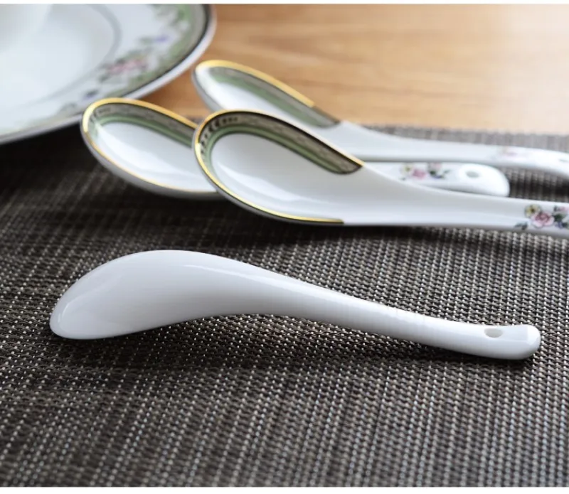 4-piece set, bone china, chinese rice scoop spoon set, korean ice cream ladle, japanese ice cream dessert spoon, kids spoon