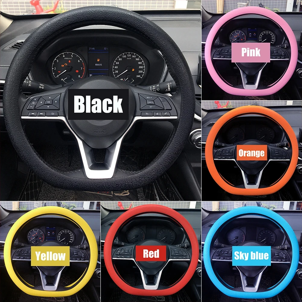 For Tesla Model-3 Model-S Model-X Car Silicone Steering Wheel Cover Elastic Non-Slip Cover For 32-40cm Steering Wheel Protector