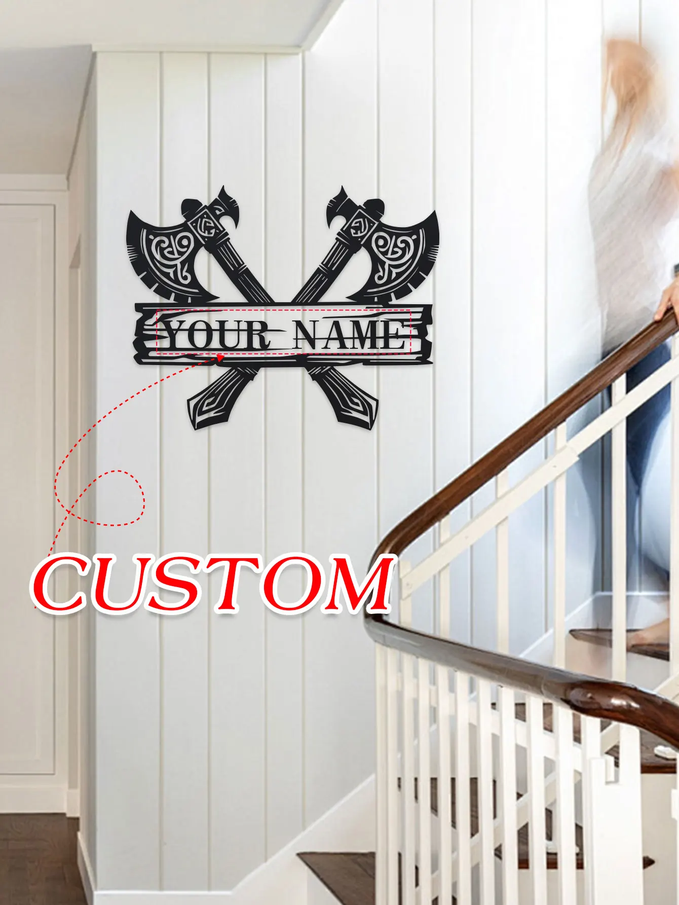 1개 맞춤형 바이킹 이름 명판 - 이름을 추가할 수 있는 맞춤형 바이킹 전사 장식, 견고한 철제 바이킹 시대 장식품