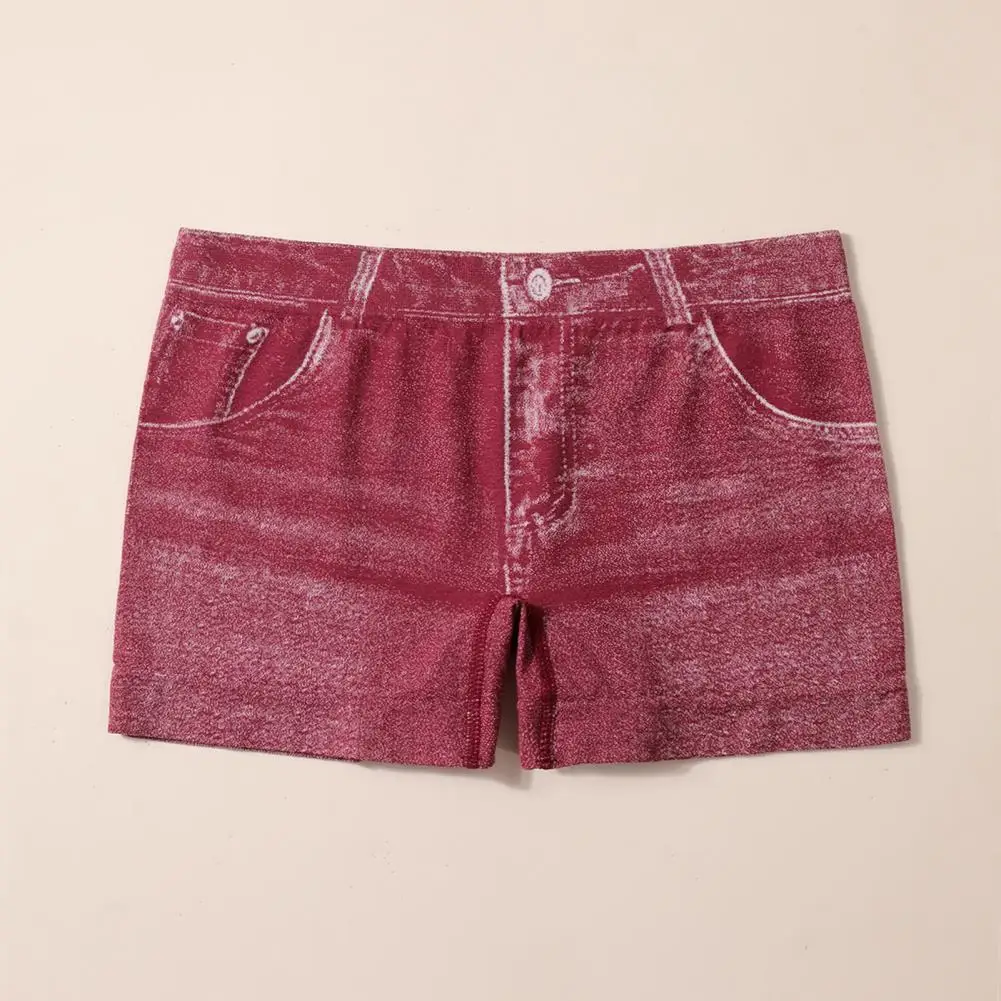 

Soft Fabric Shorts High Stretchy Imitation Denim Short Leggings for Women with Pockets Tight Fitting Summer Shorts Wear Fashion