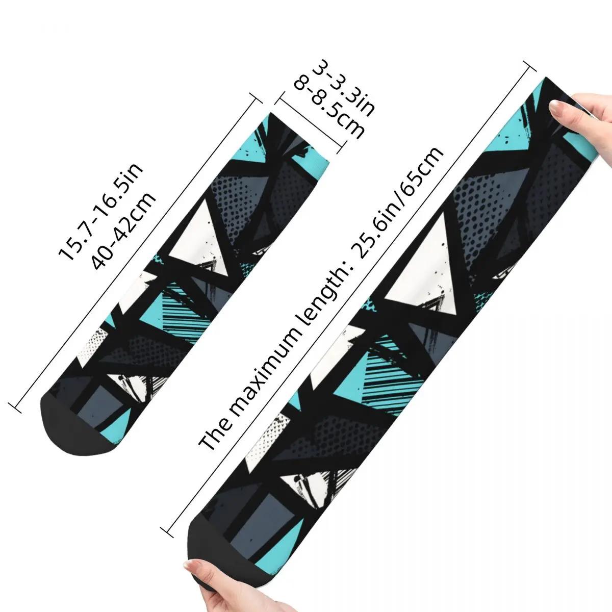 Funny Happy Sock for Men Dots Geometric Harajuku Graffiti Art Pattern Breathable Pattern Printed Crew Sock Novelty Gift