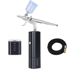 Newest Battery Replaceable  Integrated Mini Airbrush Barber Makeup Air Brush Compressor With Dual Action Gun Wireless