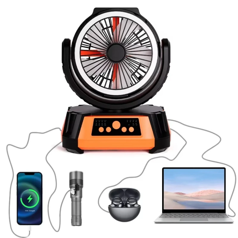 

Portable 20,000 mAh Rechargeable Outdoor Camping Fan USB Drive with Light Emitting Diode and Tent Power