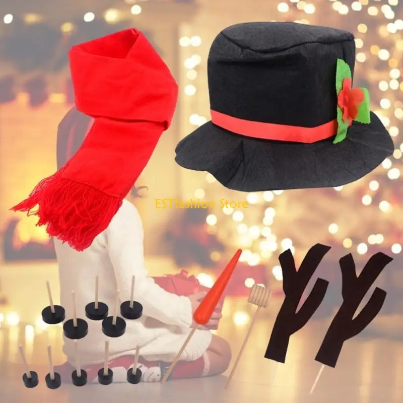 

Y5GC 16 шт. наборы для украшения снеговика Рождественский комплект одежды для снеговика зимний праздник уличная детская игрушка