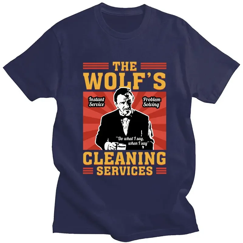 Movie Pulp Fiction The Wolf Vintage T Shirt Men Women Oversized Harajuku Short Sleeve Casual Cotton T-shirt Streetwear Male Tops