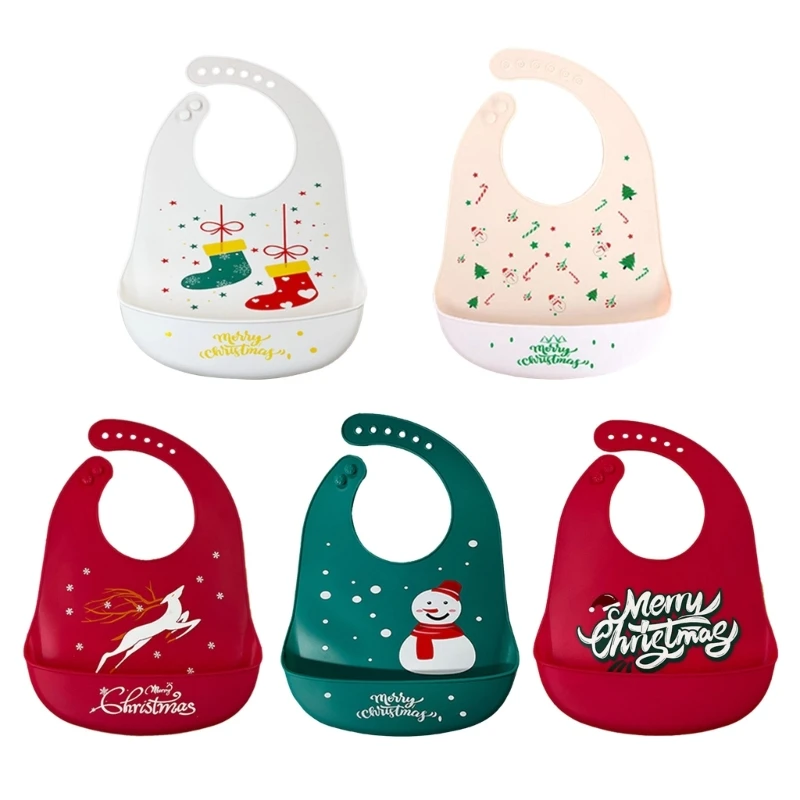 

Silicone Baby Bibs for Boy and Girl Toddlers Adjustable Soft Waterproof Bibs