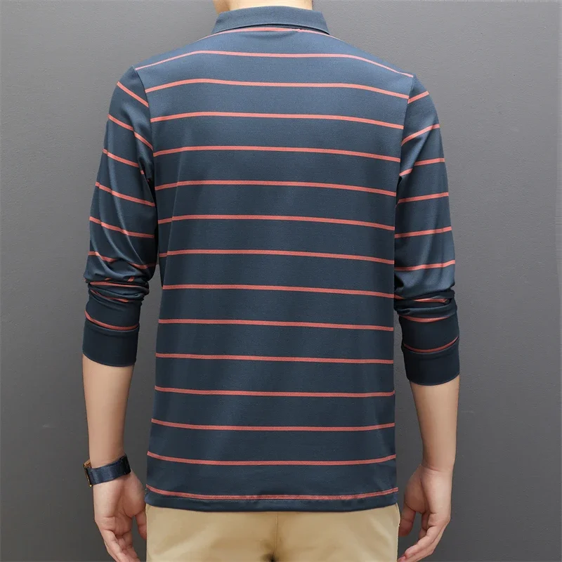 New Men\'s Casual Long Sleeve Polo Shirt Fashion Solid Color Top