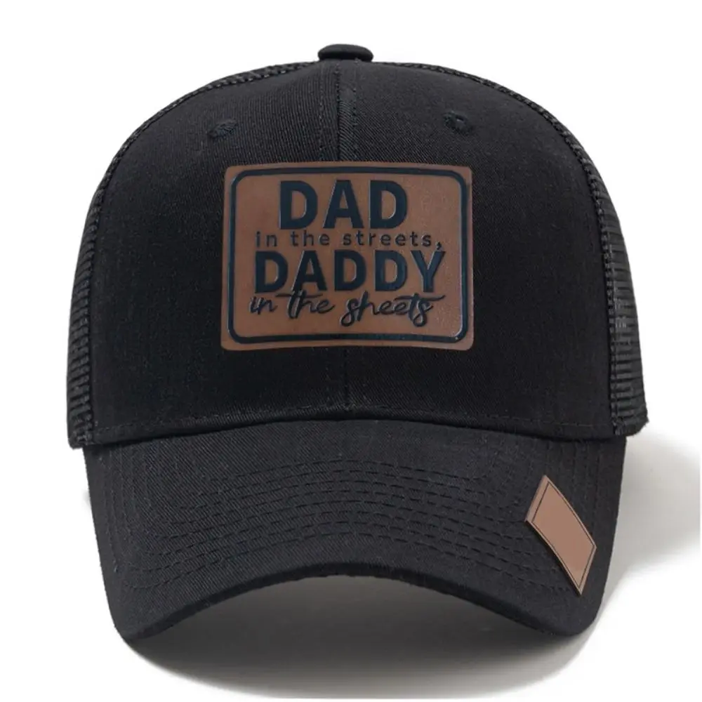 Lether Patch DAD Snapback Cap Adjustable Vintge Retro DADDY Trucker Hat Mesh Sun Protection Net Baseball Cap Outdoor Sports
