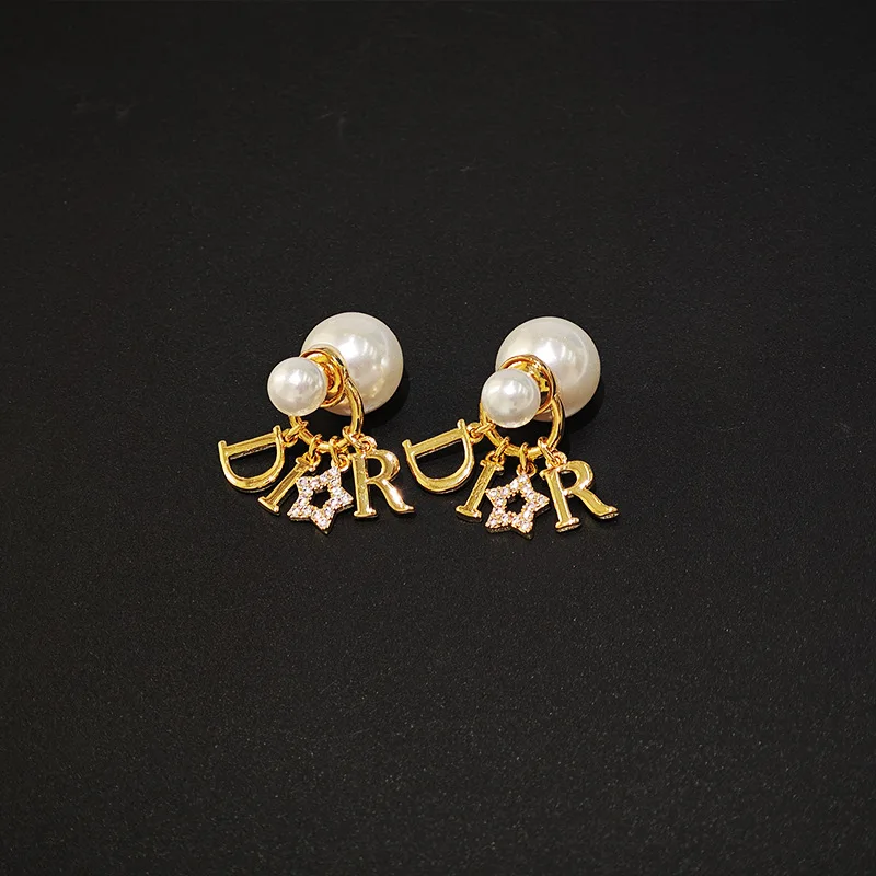 New Fashion Women Retro Beaded Double Band Stud Earrings Ele