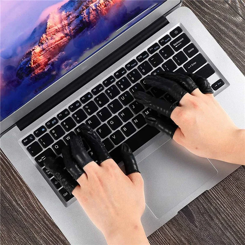 A99E-4000 Pcs Disposable Latex Finger Cots Protective Fingertips Gloves Black Anti Static Finger Cots Rubber Finger Sleeves