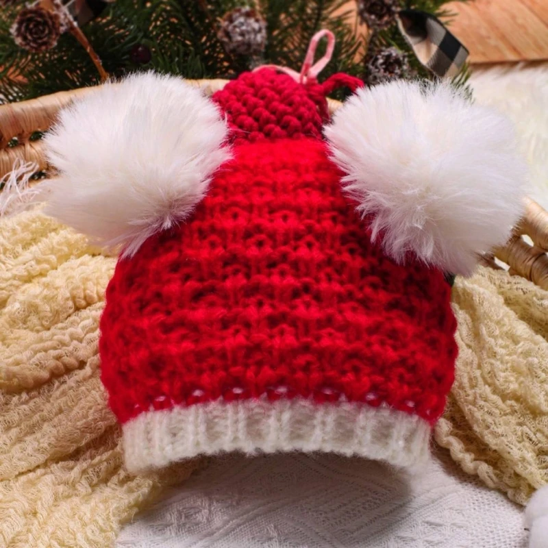 Casquettes respirantes avec pompons, Bonnet pour bébé, accessoires photographie, chapeau noël, chapeau respectueux