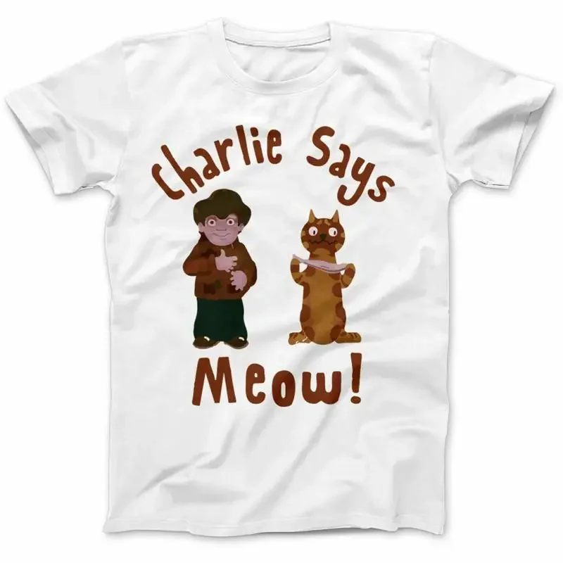 Charlie Says T-Shirt Public film Strangers Meow 100% retro gift white S- 3xl