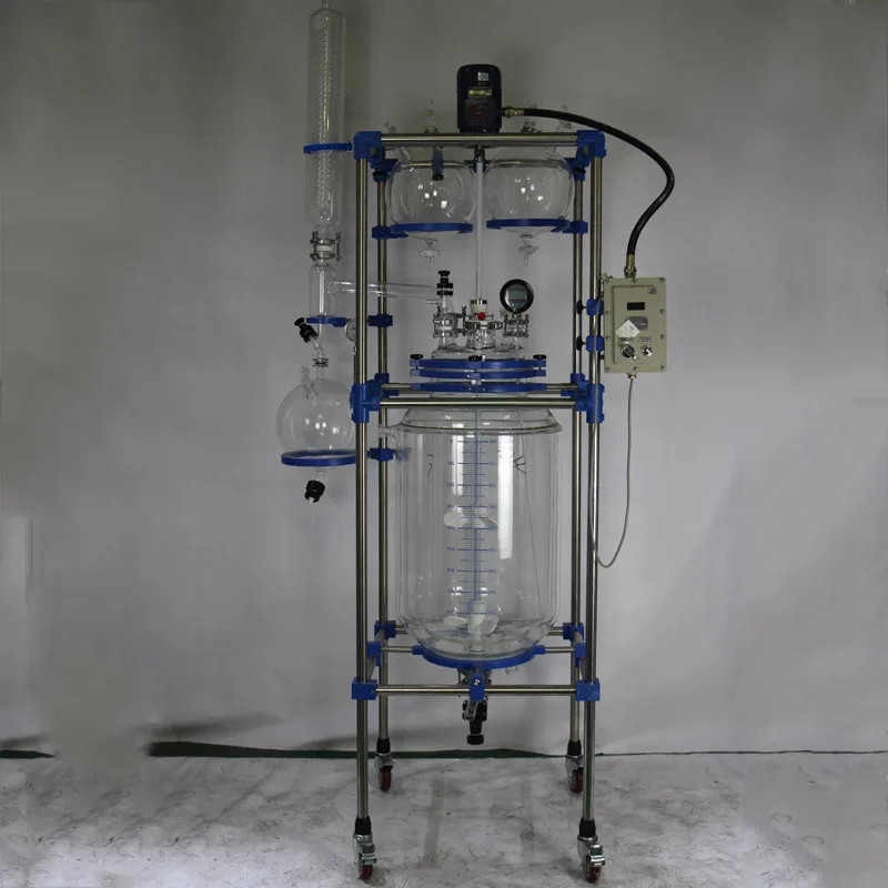 50 Liters Speed-adjustable Single Layer Jacketed Glass Reactor for Lab