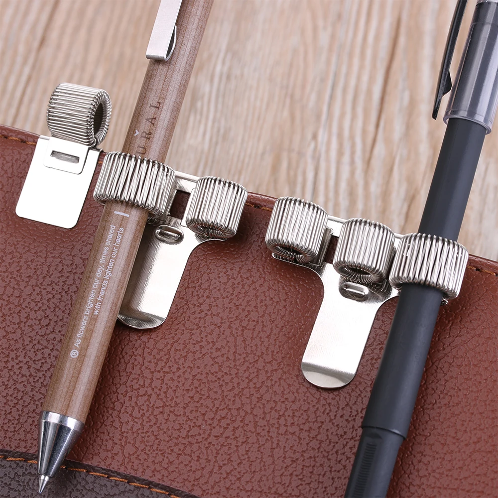 

1 Pc Single/Double/Triple Hole Pen Clip Portable Metal Spring Pen Holder for Notebook Elastic Loop Pen Clip Stationery Supplies