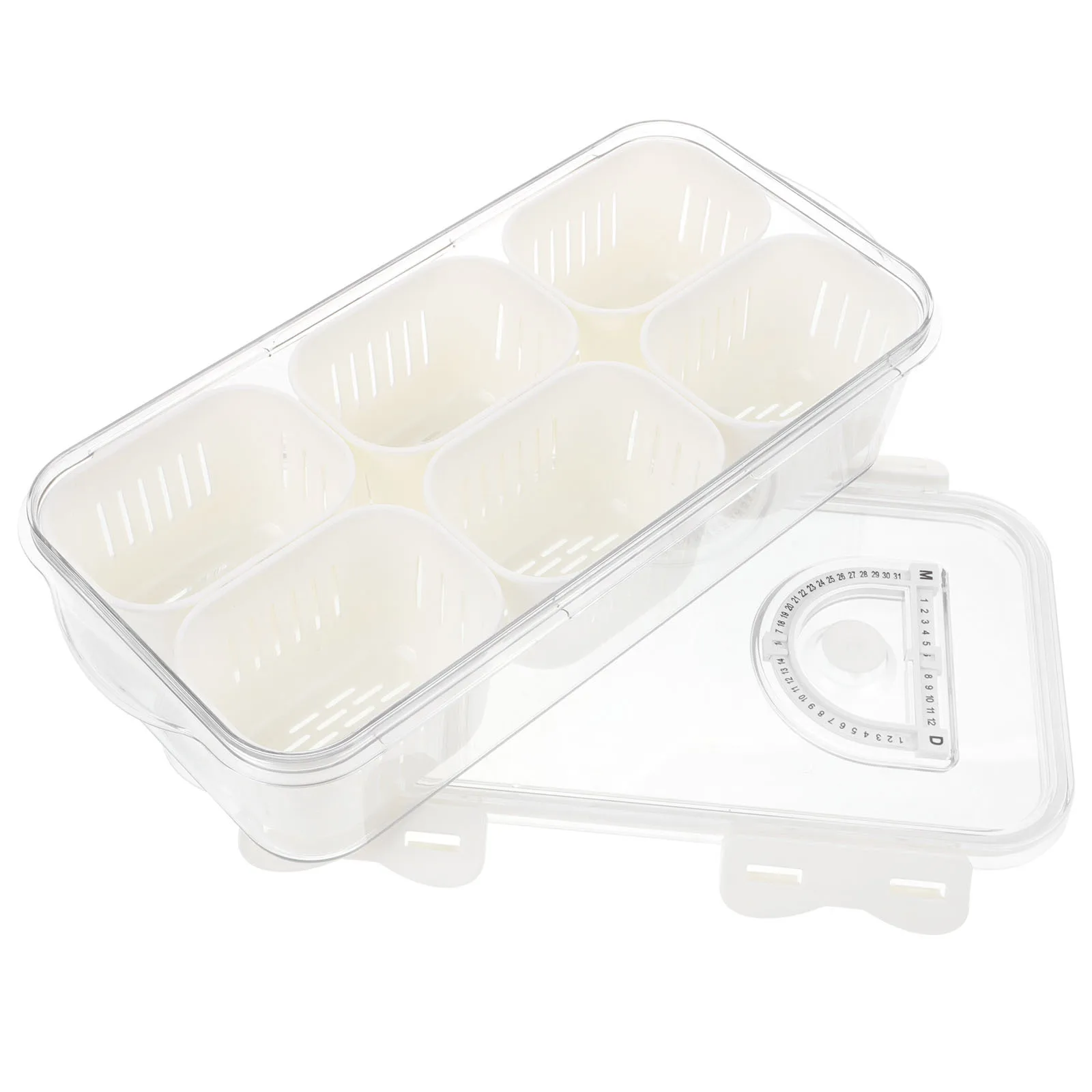 

6-Grid Transparent Food Container Storage Box Fridge Organizer Kitchen Food Holder Fresh Keeping Multipurpose Refrigerator