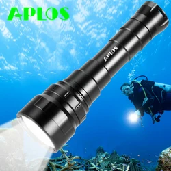 Aplos lanterna de mergulho, 6000lm, 6xp-l2 26650, luz de mergulho, ipx8 impermeável, profissional levou tocha, 150m