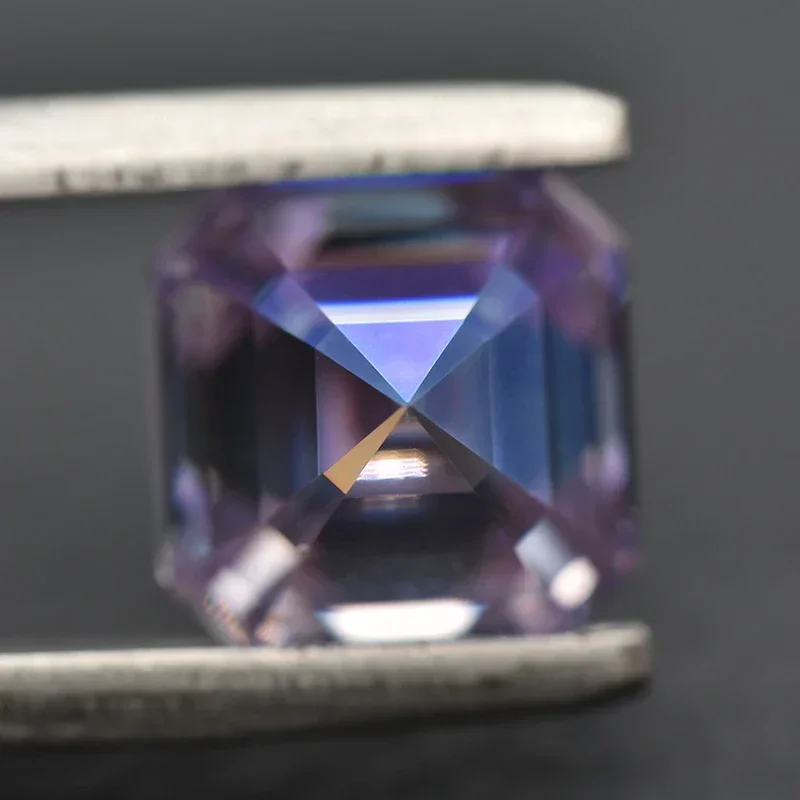 Moissanite Stone Asscher Cut Light Purple Color Loose Gemstone Lab Grown Moissanite Jewelry Material with GRA Certificated