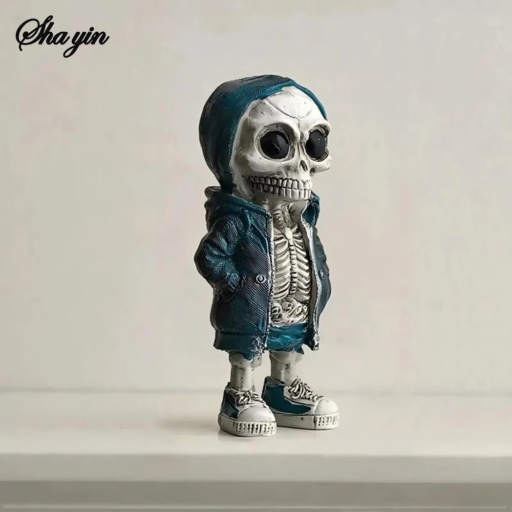 Halloween Skelett Puppe Harz Ornament Alien Hoodie Geist Festival Party Desktop Hof Dekorationv