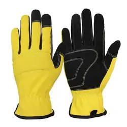 Yellow Grey Working Gloves Soft Breathable Touch Screen Gloves Non-slip Wear Resistant Gardening Glove Outdoor Work Supplies