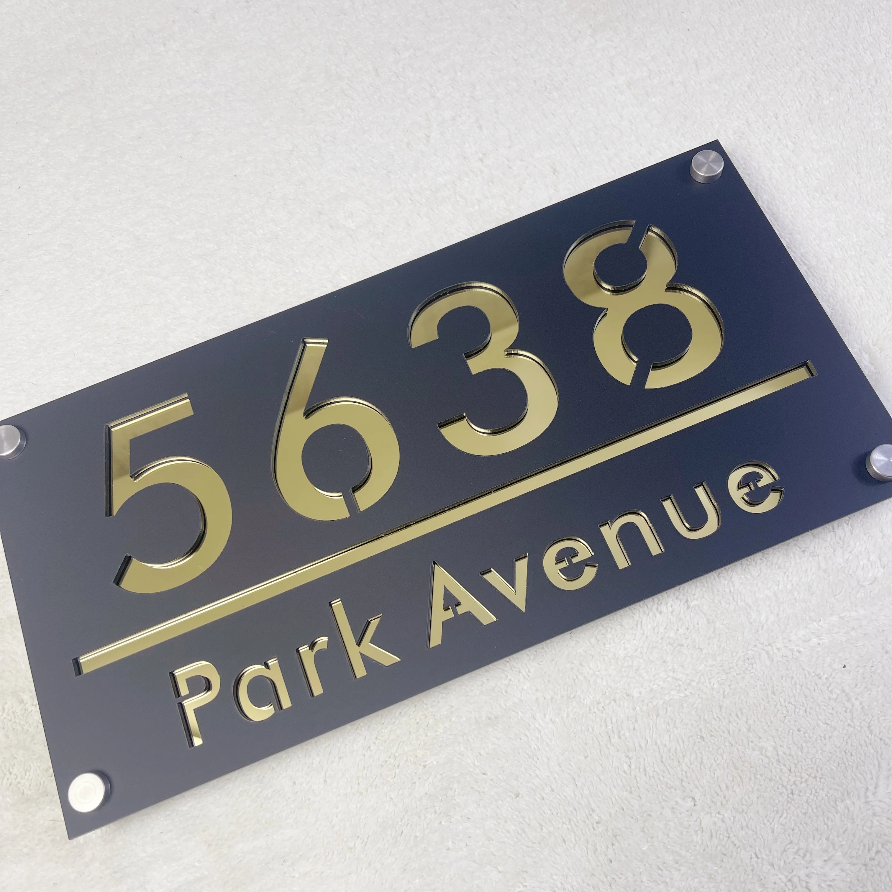 Personalized Large House Number Sign Outdoor Modern Address Plaque 3D Laser-Cut Acrylic Door Custom Street Name Sign Home Number