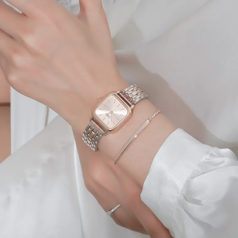 

Модные минималистичные темпераментные женские кварцевые часы, деловые часы-браслет из нержавеющей стали, женские квадратные наручные часы Reloj Mujer