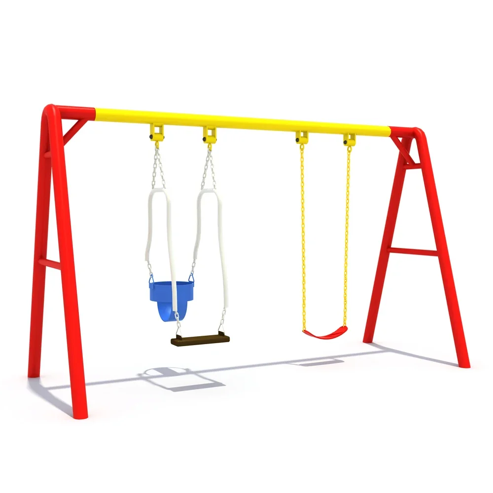 New Design Children Metal Frame Outdoor Playground Two Seat Swing