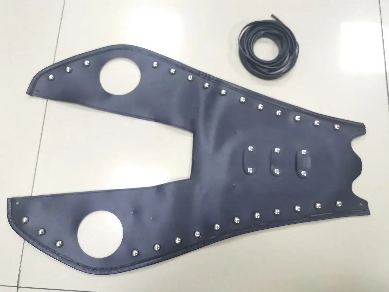 Motorcycle Black PU Leather Rivet Tank Pad Panel Bib Bra Cover For Harley Fat Boy Heritage FLSTF Softail FLSTC Deluxe FLSTN FLS
