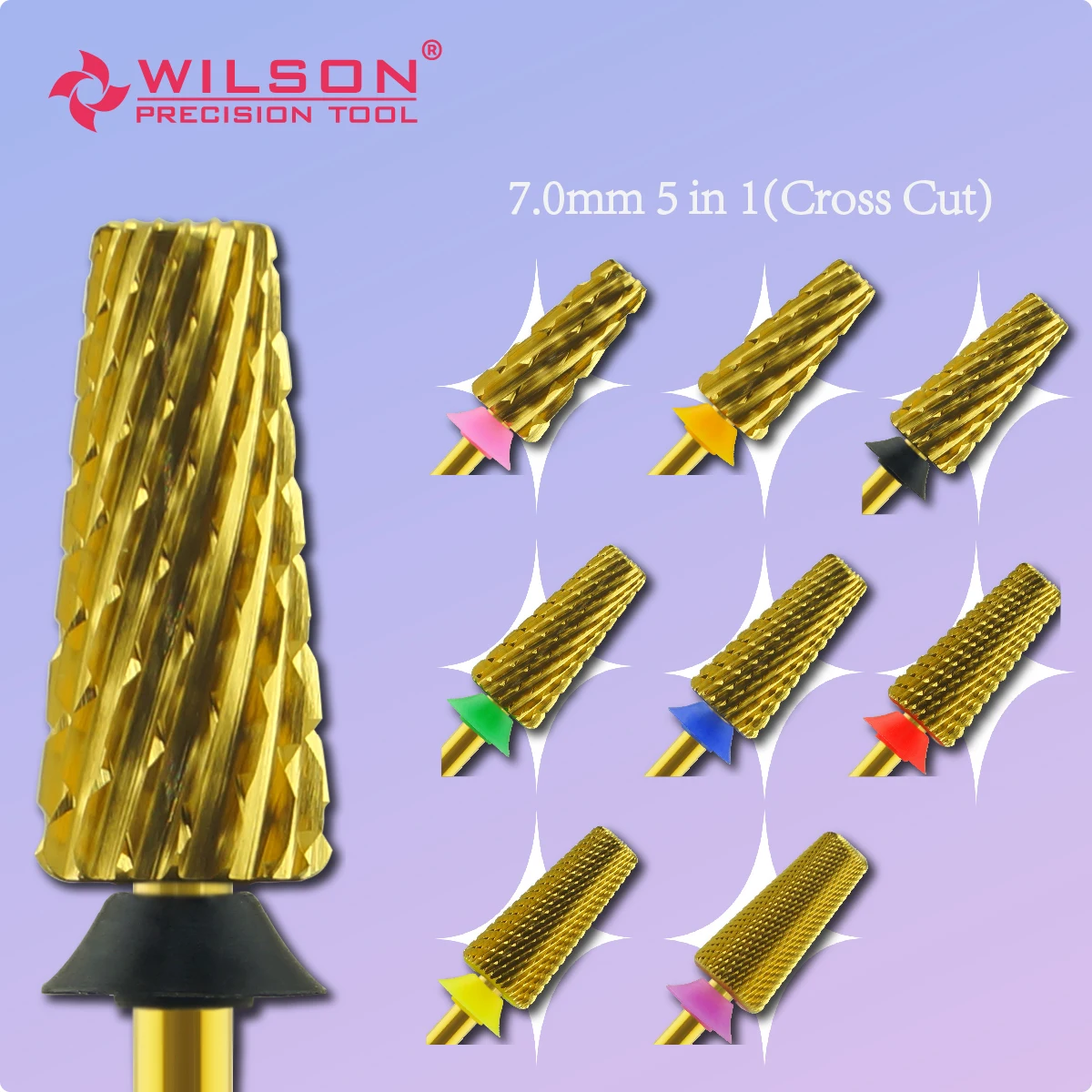 WILSON 7.0 มม.5 in 1 - Bits (ตัดตรง 2 Way)-เครื่องมือเครื่องตัดเล็บสําหรับเล็บเจาะ Bits อุปกรณ์เสริมเล็บลบ hard gel