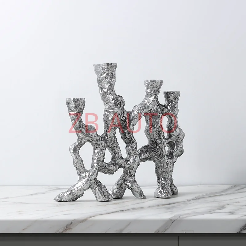 light luxury, quiet wind, resin tree root mesh candlestick, abstract special-shaped geometric ornaments, home soft decorations