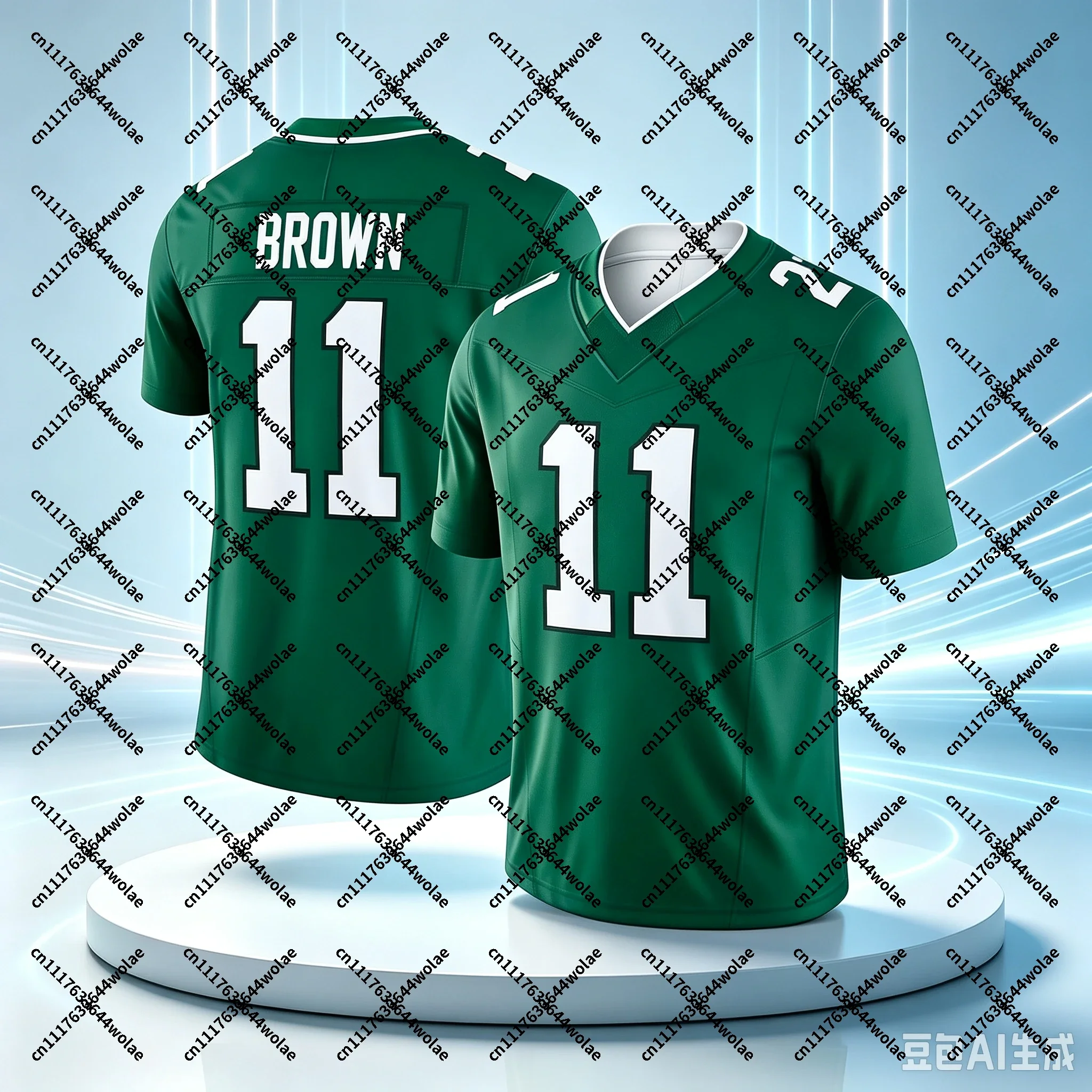 Men #11 Brown American Football Jersey Quick Dry Sports Short Sleeve V Neck Training Fan Top for Adult Youth` Family Matching