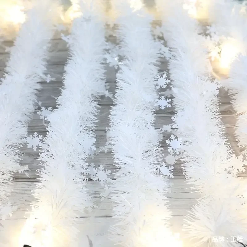 Natal branco cana fitas com flocos de neve diy guirlanda enfeites de árvore de natal grinalda branca pendurado pendente decoração para casa