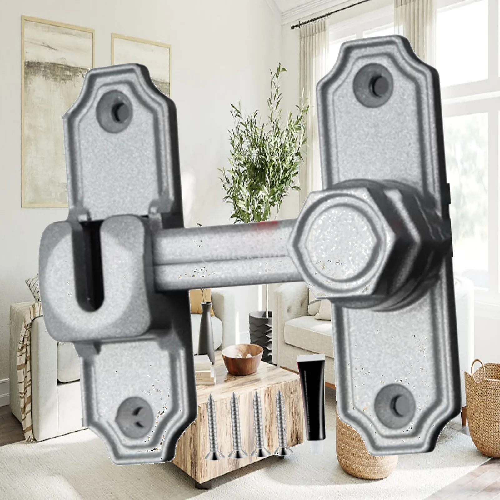 Compact Door Latch Lock Automatic Sliding Flip Latch for Interior Barn Gate Garage Bathroom