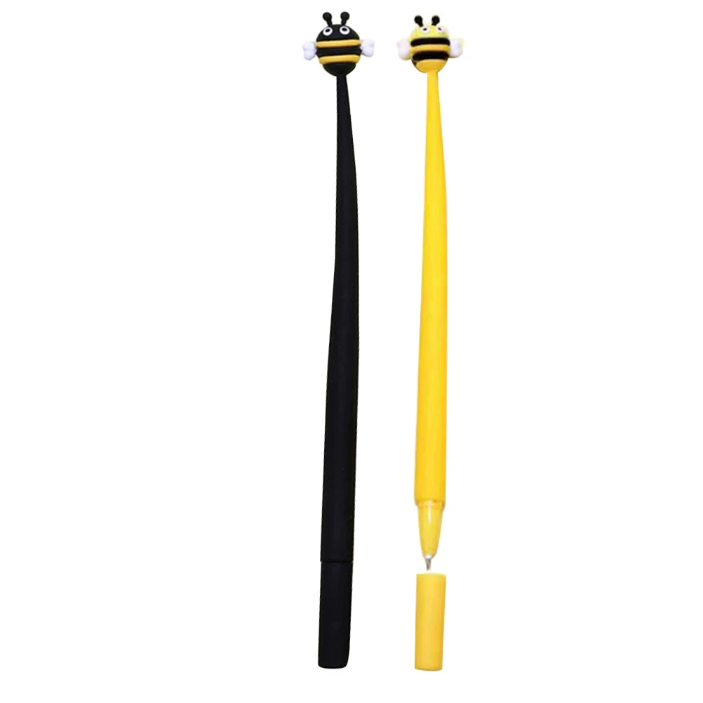 

2pcs Creative Gel Pens 0.5mm Fine Tip Bee Motif Cartoon Silicone Erasable Student Office Supplies Party Favor Gifts