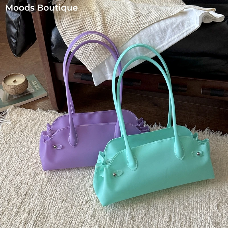 

MOODS Women Underarm Shoulder Bags 2026 Latest Summer Beach PVC Jelly Bag Solid Color Casual Street Commuter Small Handbags