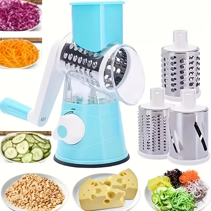3 blade new kitchen multifunctional storm rotating cheese, vegetables and fruits cutting, shredding and shredding hand tools
