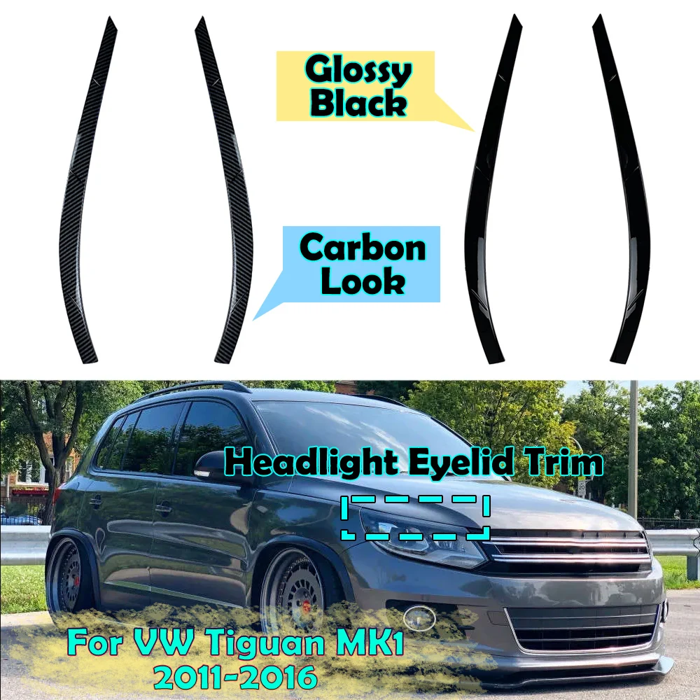 Car Sticker Front Headlight Eyelid Eyebrow Trim Cover For Volkswagen VW Tiguan MK1 2011 2012 2013 2014 2015 2016 ABS Accessories