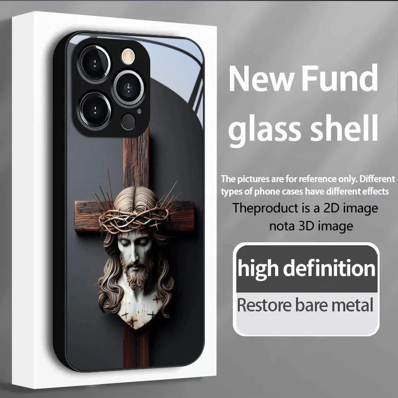PROTECT The Cross of the Passion for iPhone 17/16e/16/15/14/13/12/Max/11/Pro/Plus Luxury Tempered Glass Protective Case