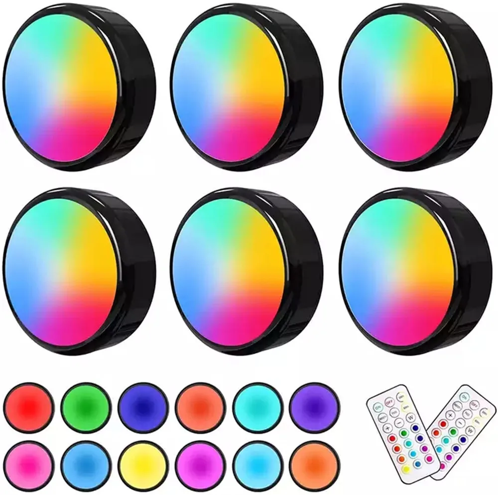 Światła LED Puck możliwość przyciemniania RGBW 13 kolorów kuchnia przedpokój szafa oświetlenie szafki czujnik dotykowy Decor lampka nocna pilot