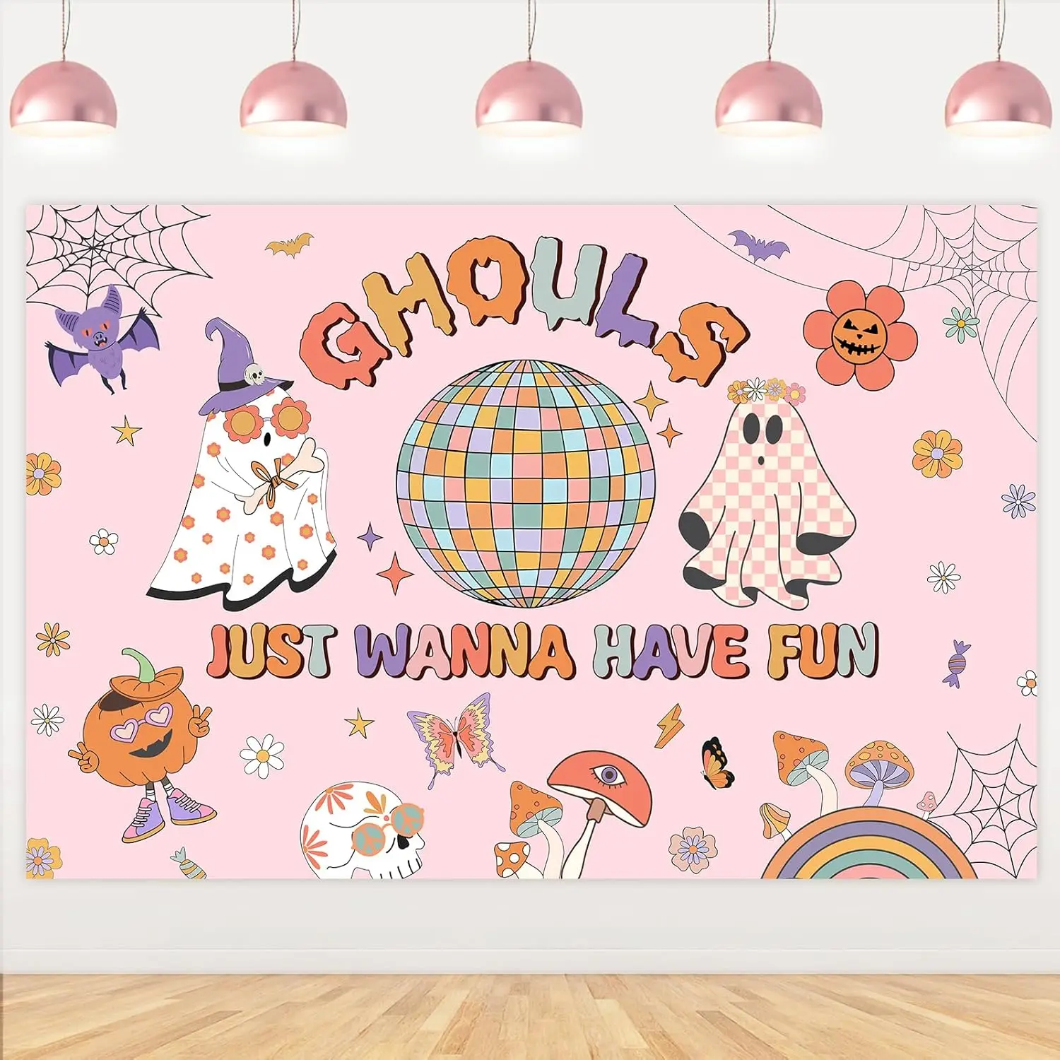 Joymemo Ghouls Just Wanna Have Fun Backdrop Banner Halloween Party Decor for Bachelorette Girls Birthday Wedding Engagement