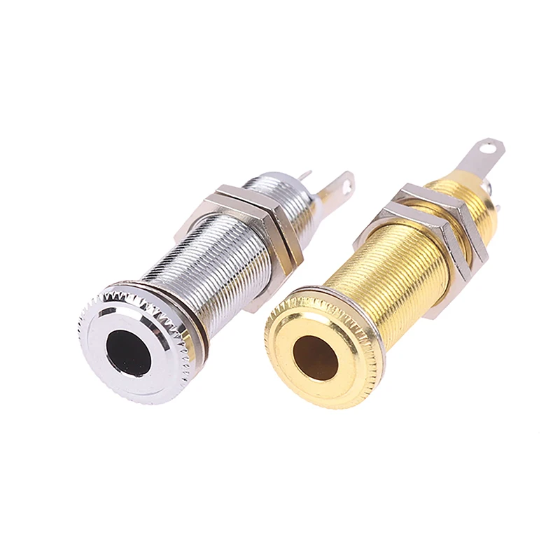 

Electric Guitar Bass 6.35mm Socket Stereo 1/4 Inch Output Jacks Plug Brass Straight Tube Style Jack Anti-noisy Plug Socket
