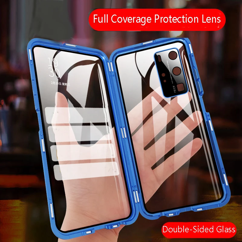 

Double Sided Glass 360 Magnetic Adsorption Metal Cases For Honor X5 Plus X6 X7a X7b transparent Back Cover protect case