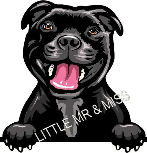 For Staffordshire Bull Terrier Staffy Peeking Dog Window Wall Laptop Sticker