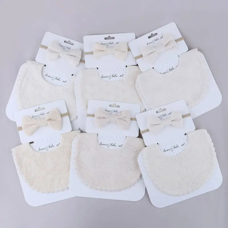 

Q22D Baby Bib Scharf Вышивка печати для кормления Homock Bowknot Hair Band Set Salive Saliva Полотенца бандана Эластичные луки