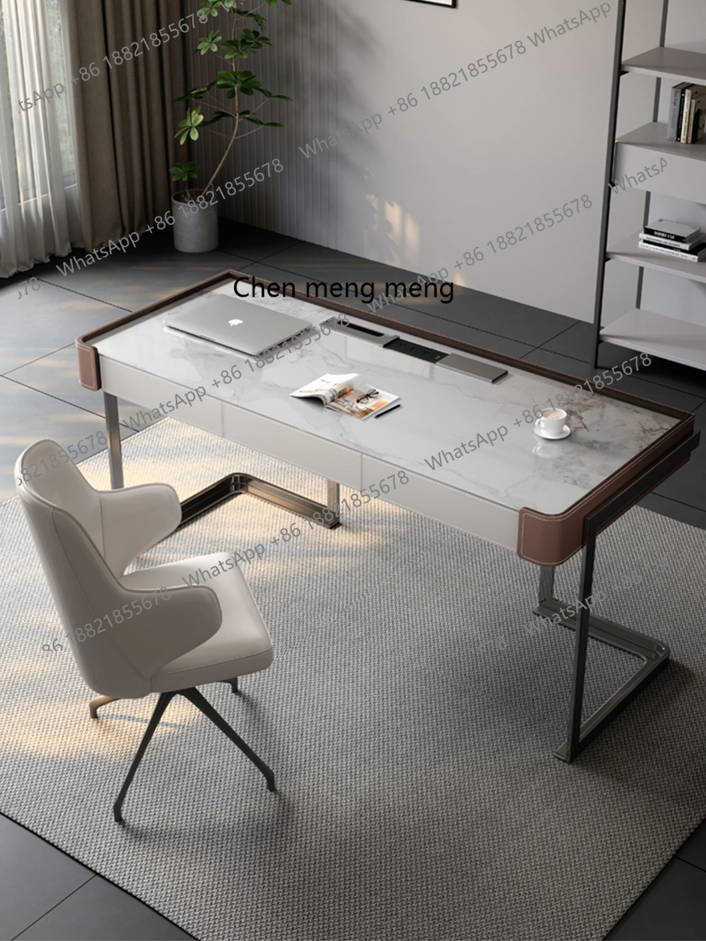 Italian minimalist rock slab desk and chair combination modern minimalist home study writing desk