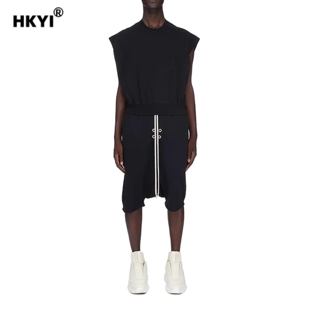 

HKYI мужские перфорированные дышащие повседневные свободные шорты с загнутыми краями и брюками с низкой промежностью, мужские шорты