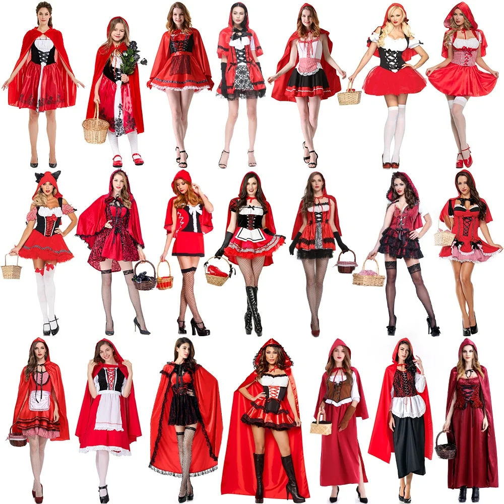 loween Costume da lupo e madre da donna, costume da cappuccetto rosso per adulti, cosplay, spettacolo teatrale, grande cattivo...