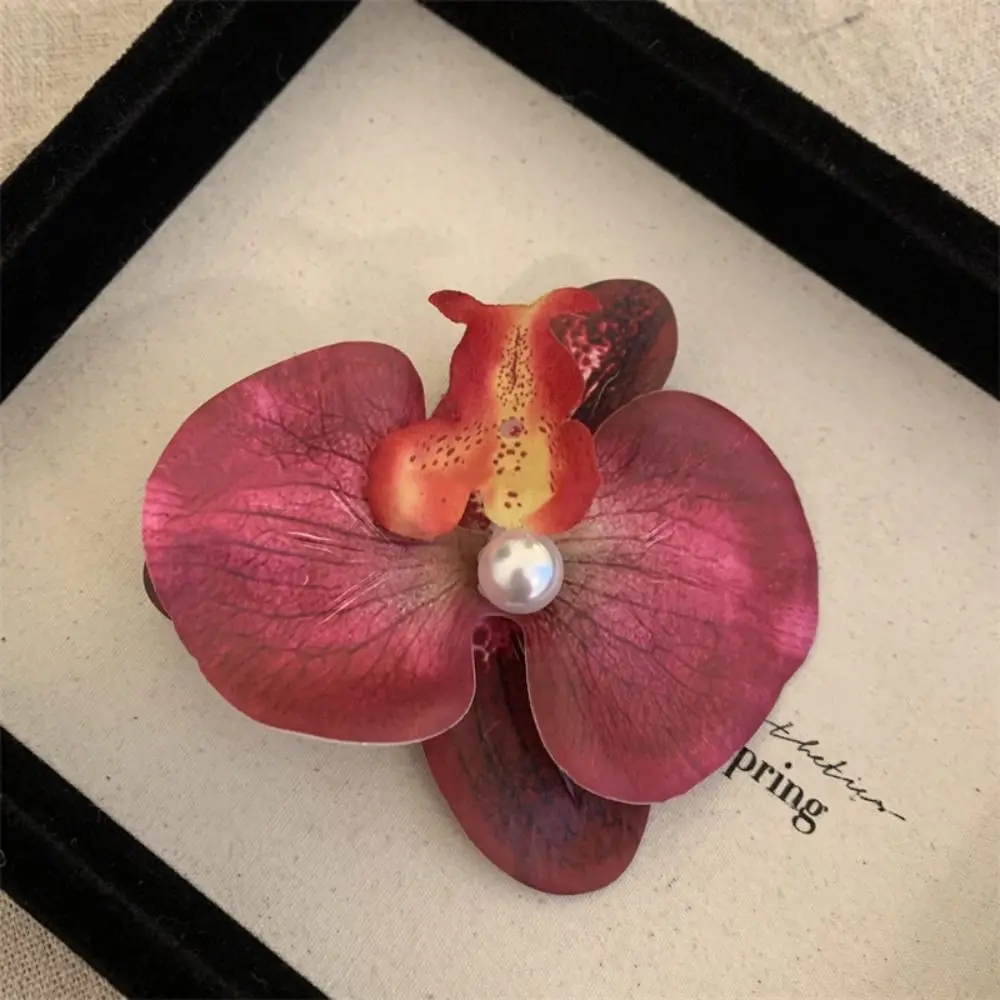 

Простая тканевая заколка для волос с цветком и жемчугом в корейском стиле, заколка для волос с цветком орхидеи, головной убор, заколка для волос с бабочкой и орхидеей для девочек, пляжная заколка для волос